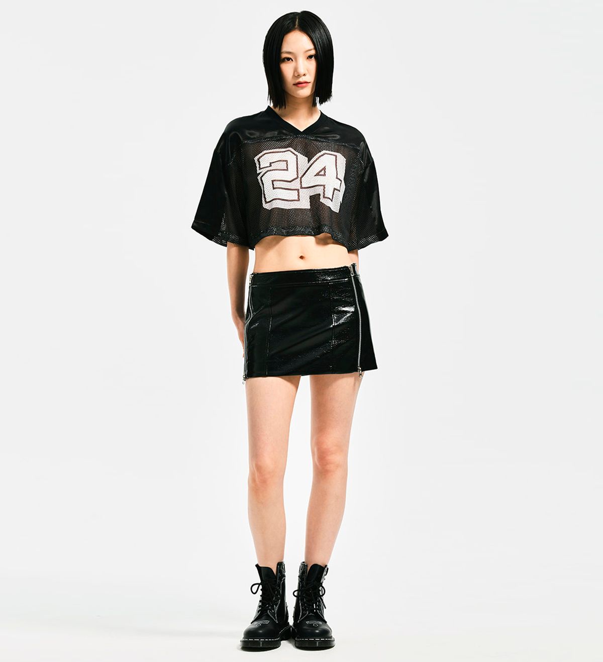 엑스트라오디너리(EXTRAORDINARY) WOMEN MASH CROP JERSEY   BLACK
