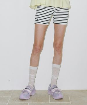 로고 스트라이프 마이크로 쇼츠 아이보리