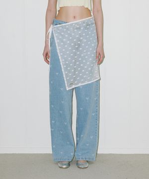 플라워 레이스 레이어드 스커트 아이보리