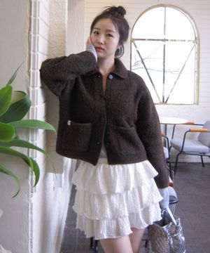 캉캉 셔링 미니 스커트 아이보리