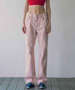 P3194 피그먼트 플레어 팬츠_Light pink