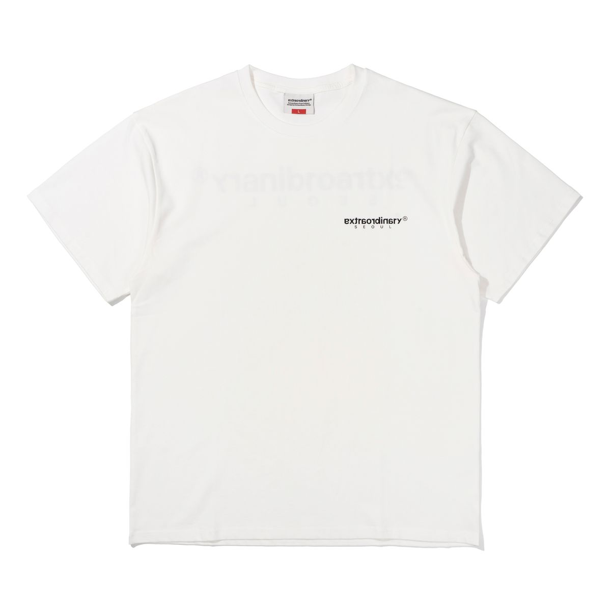 엑스트라오디너리(EXTRAORDINARY) 헤비코튼  BASIC SMALL LOGO TEE   WHITE