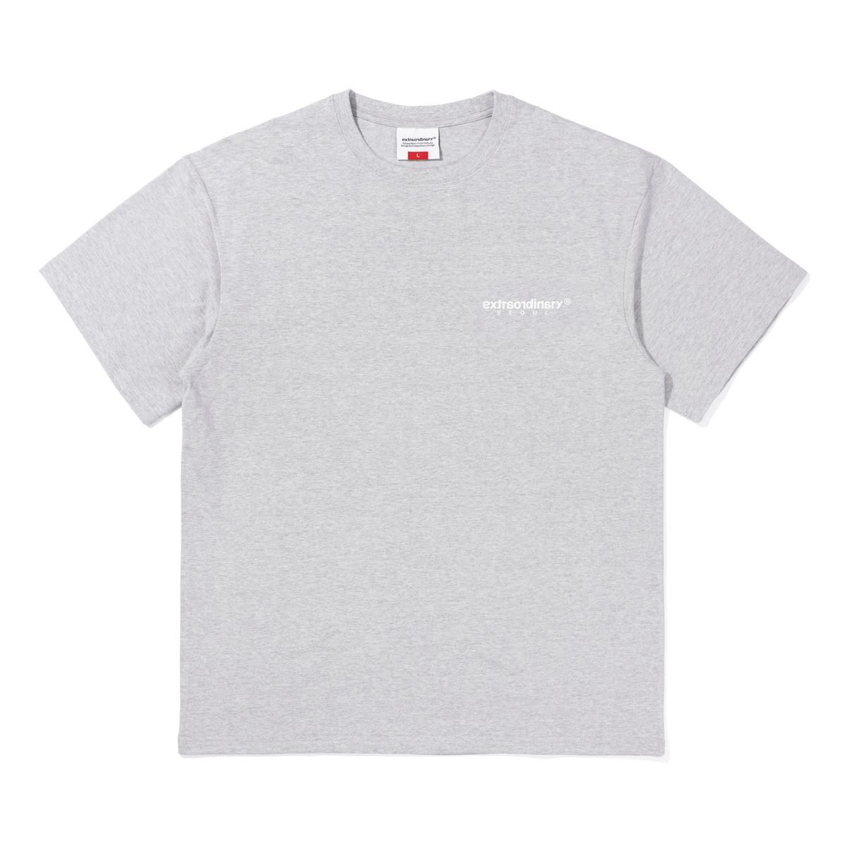엑스트라오디너리(EXTRAORDINARY) 헤비코튼  BASIC SMALL LOGO TEE   M/GREY