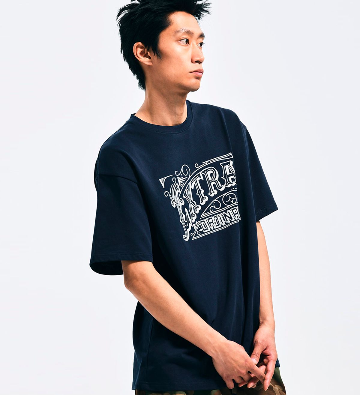 엑스트라오디너리(EXTRAORDINARY) 헤비코튼  EX VINTAGE LOGO TEE   NAVY