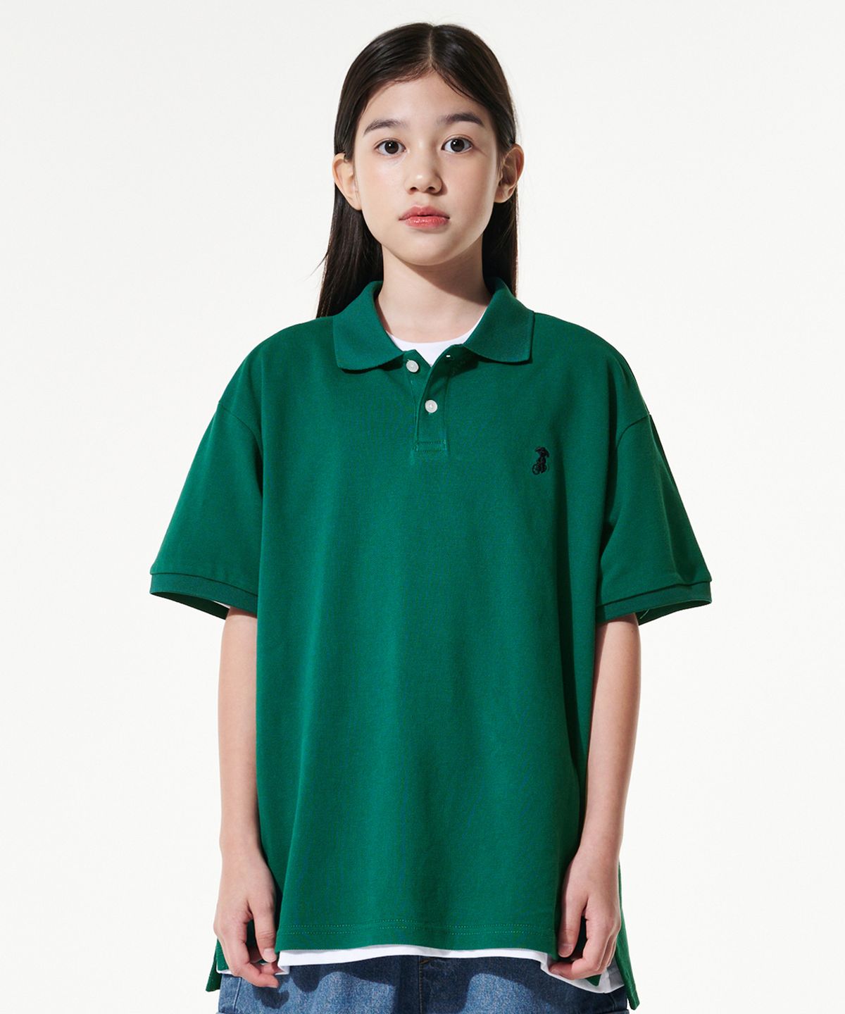 테이크이지 키즈(TAKEASY KIDS) 자이언트핏 피케 티셔츠(그린)