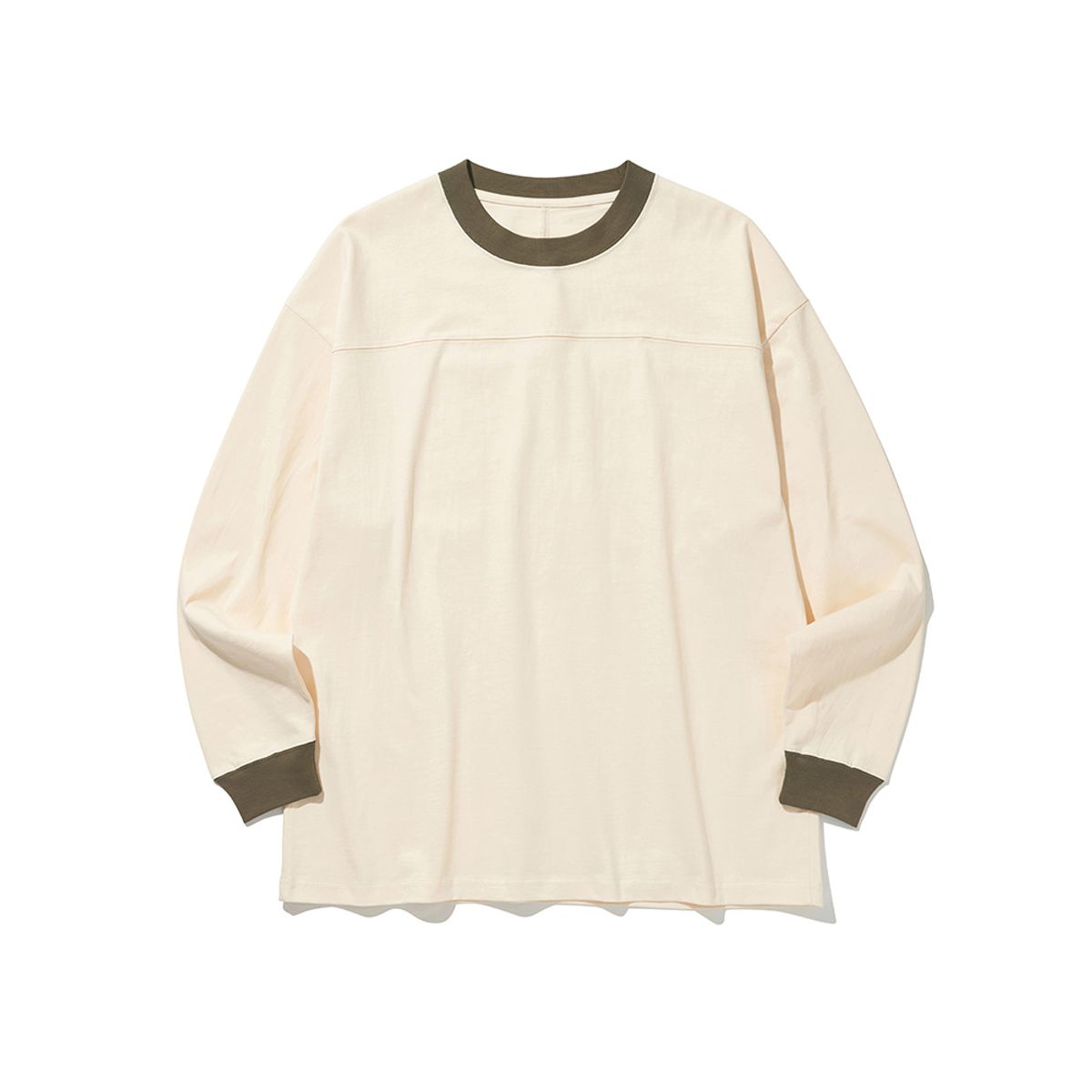 히즈핸더(HISHANDER) ROUND PATCH LONG SLEEVE T-SHIRTS [Ecru / Olive]