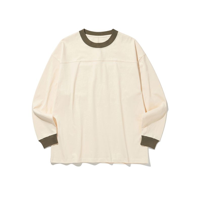 ROUND PATCH LONG SLEEVE T-SHIRTS [Ecru / Olive]