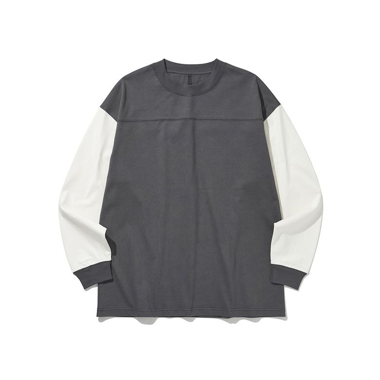 ROUND PATCH LONG SLEEVE T-SHIRTS [White / Grey]