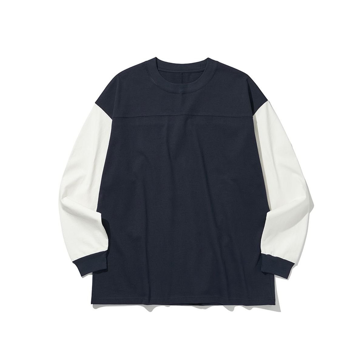 히즈핸더(HISHANDER) ROUND PATCH LONG SLEEVE T-SHIRTS [White / Navy]