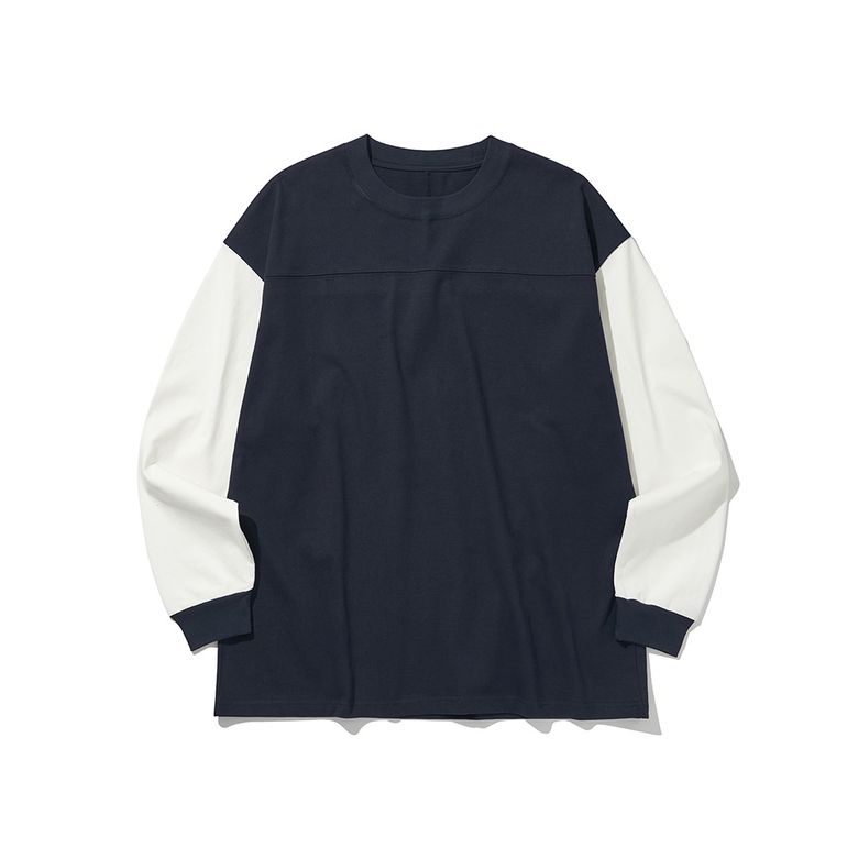 ROUND PATCH LONG SLEEVE T-SHIRTS [White / Navy]