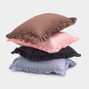논더스트 깅엄 체크 알러지케어 프릴 베개커버 4color