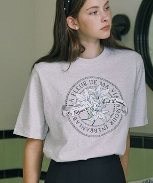Lily Print T-shirt - Light Grey