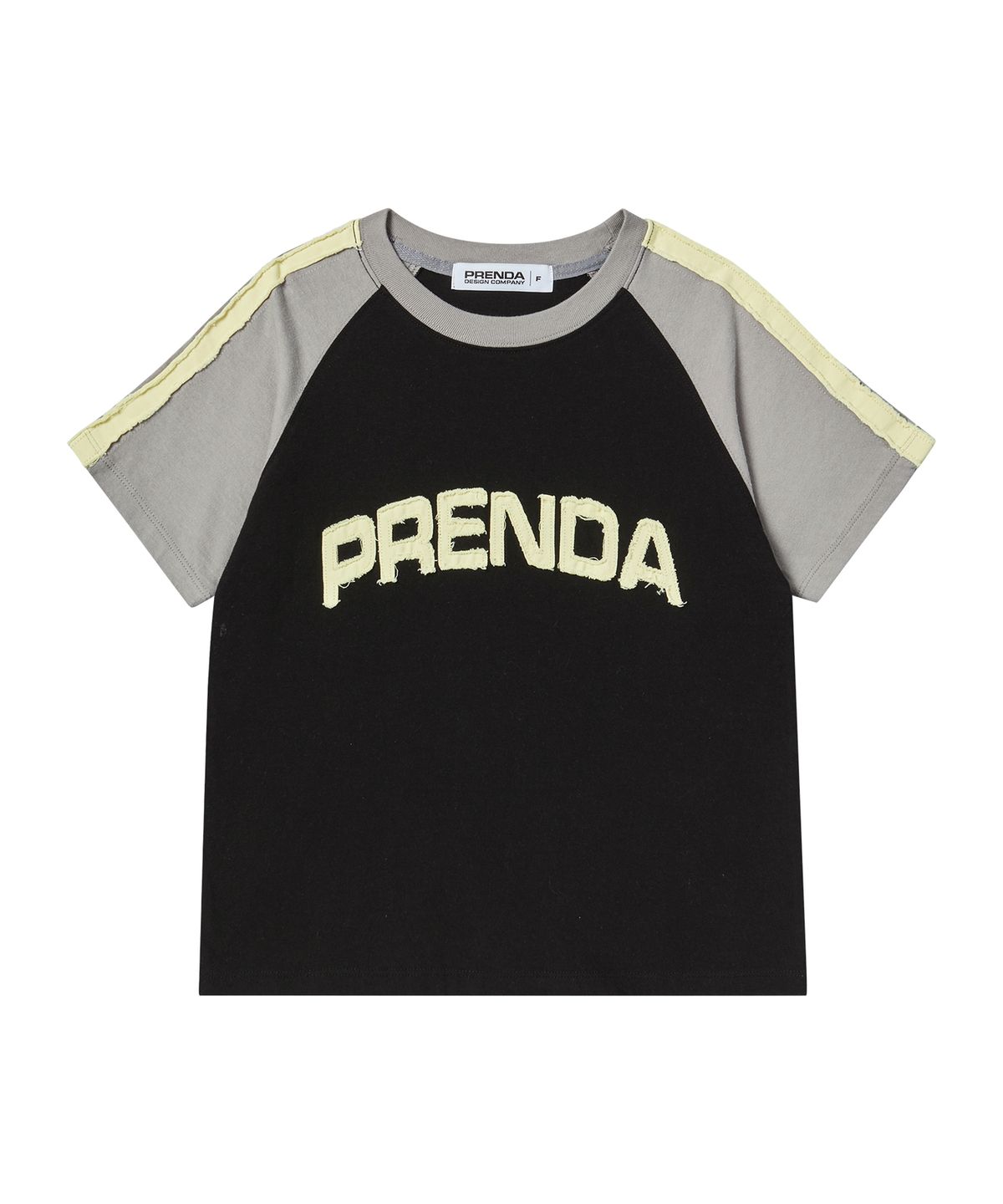 프렌다(PRENDA) TWILL CUT-OFF RAGLAN TEE GRAY BLACK