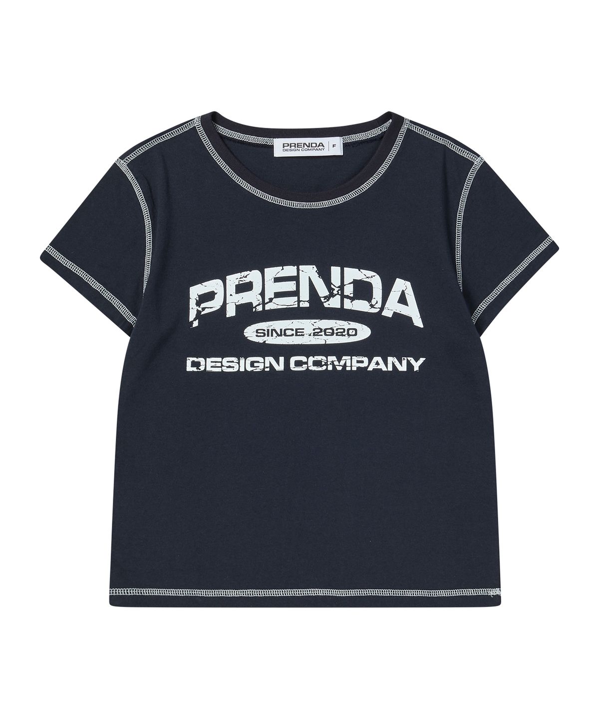 프렌다(PRENDA) COLOR STITCH LINE TEE NAVY