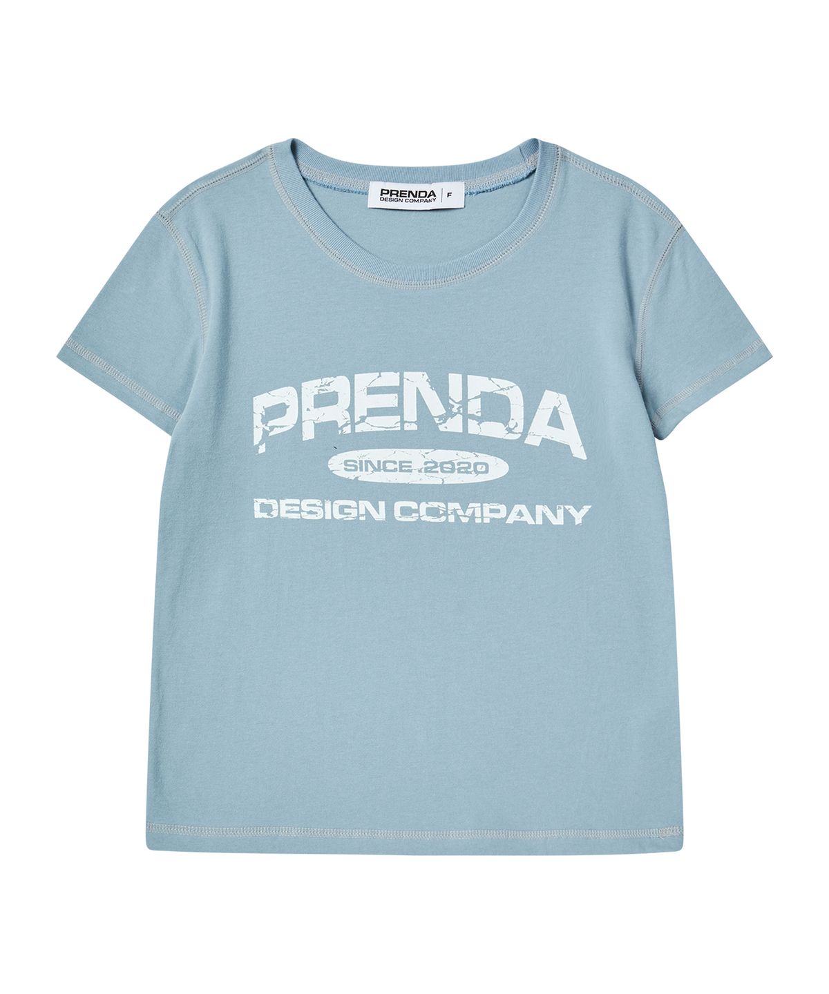 프렌다(PRENDA) COLOR STITCH LINE TEE SKY BLUE