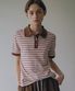 A3481 스트라이프 피케 티셔츠_Ivory/Brown