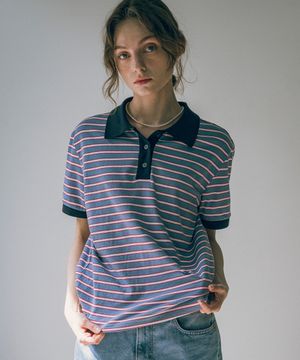 A3481 스트라이프 피케 티셔츠_Sky blue/Navy