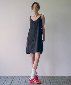 A3483 크링클 뷔스티에 원피스_Black