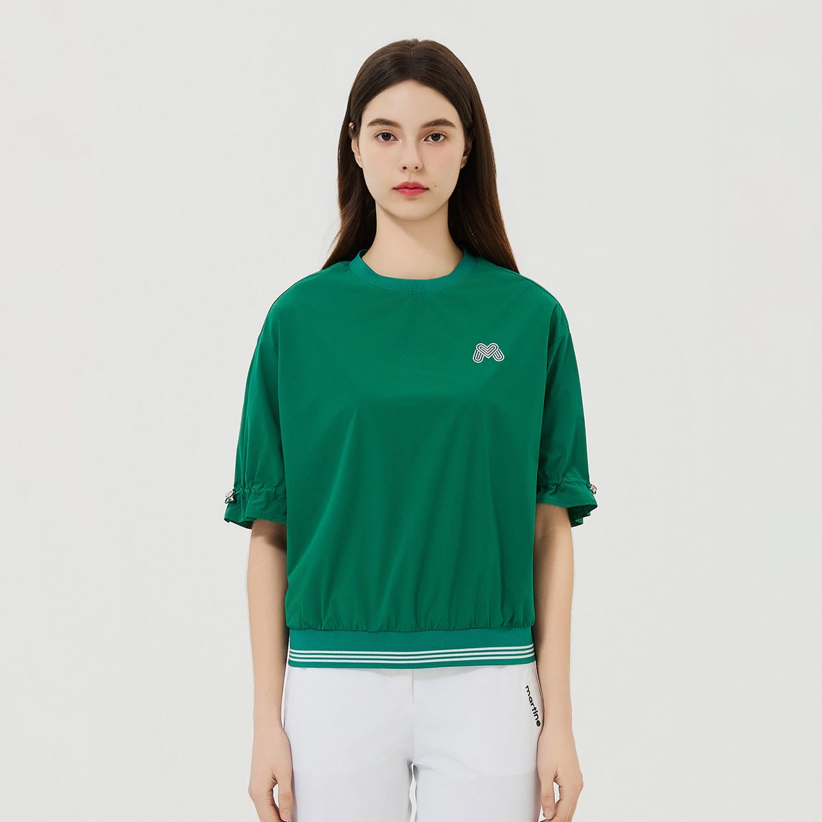 마틴골프(MARTINE GOLF) Puff Sleeve Round Neck Shirts_Green