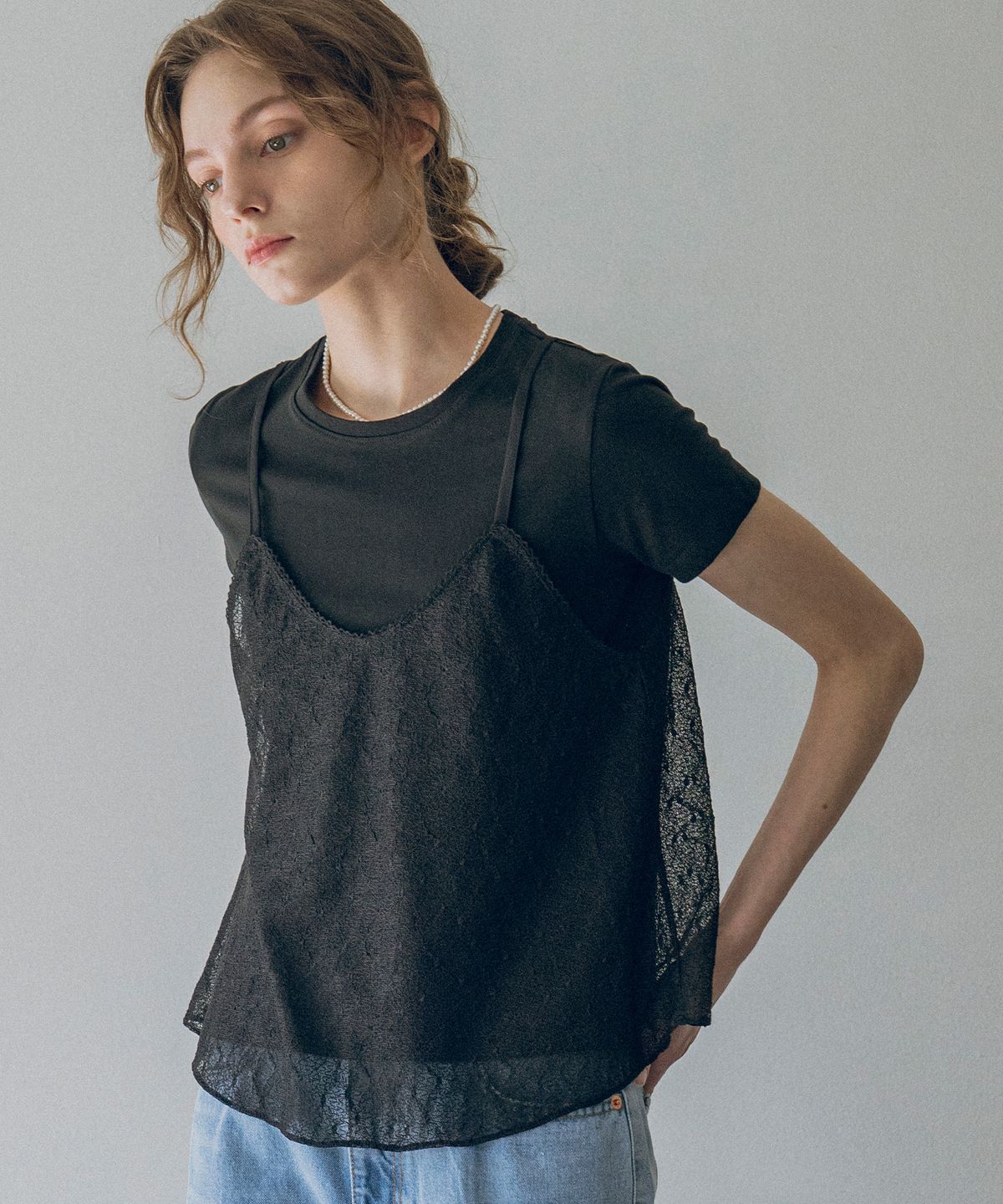 반원 아틀리에(VANONE ATELIER) A3490 시스루 레이스 뷔스티에_Black