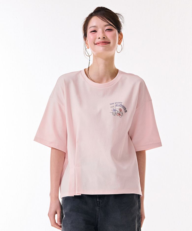 여성 밑단 변형 반팔 티셔츠-DBRG5879D0P