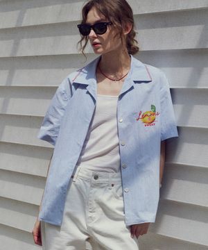 A3494 Lemons 오픈 칼라 셔츠_Blue