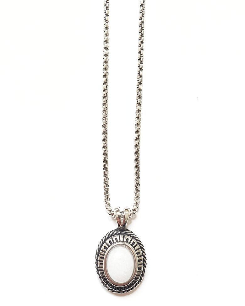 STONE PENDANT NECKLACE(WHITE)