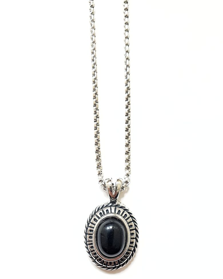 STONE PENDANT NECKLACE(BLACK)