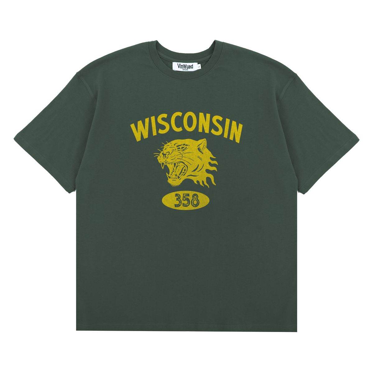 빈웨드(VINWUED) Wisconsin 358 딥그린 세미오버핏 티셔츠