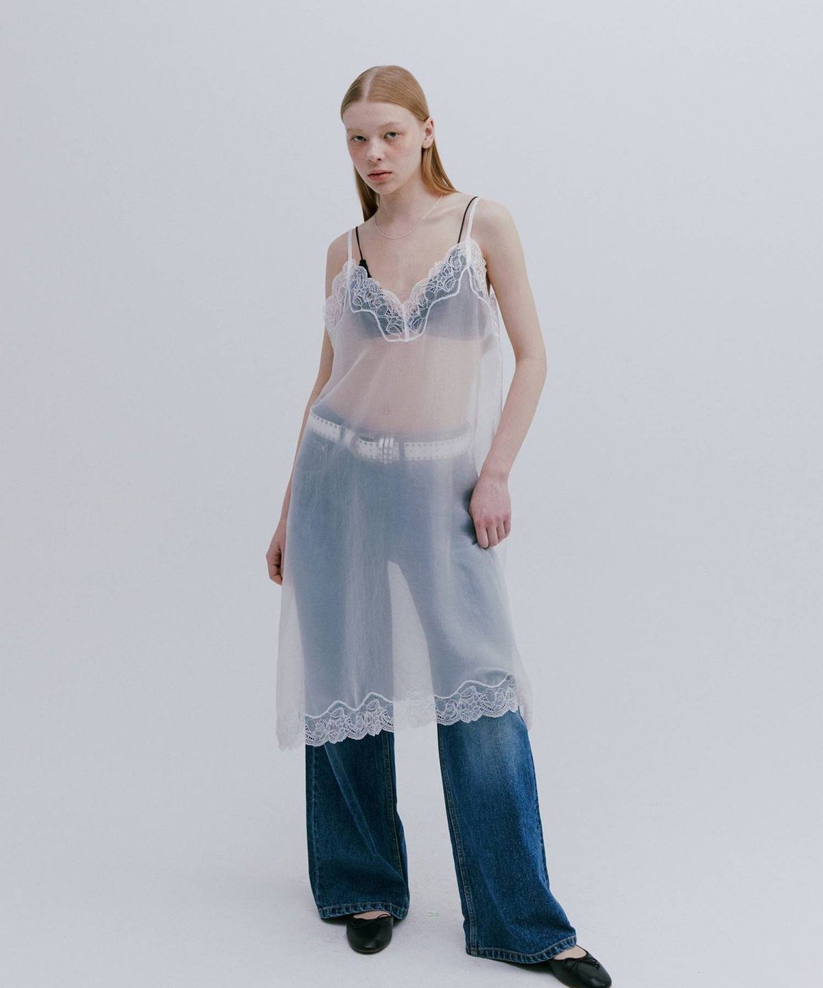 마이스(MAIS) SEE-THROUGH SLIP DRESS / WHITE