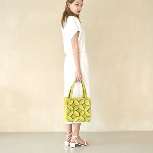 리프 사각토트백- 크림옐로우