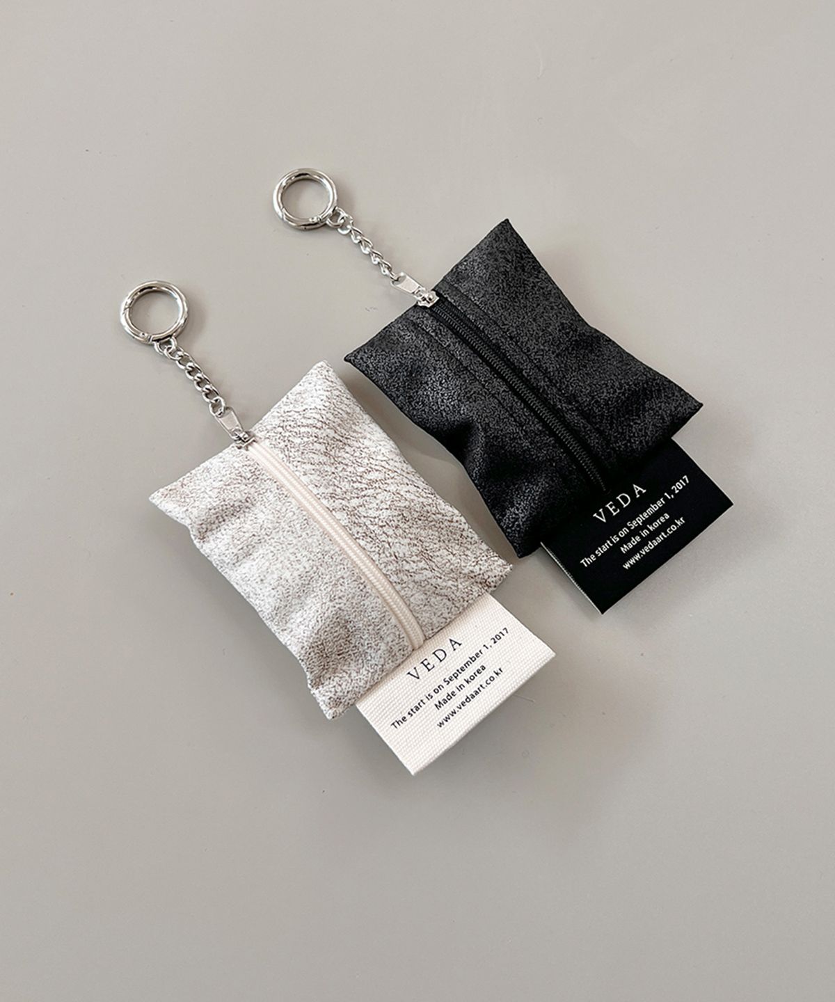 베다(VEDA) 미니파우치 키링_크랙 베이지