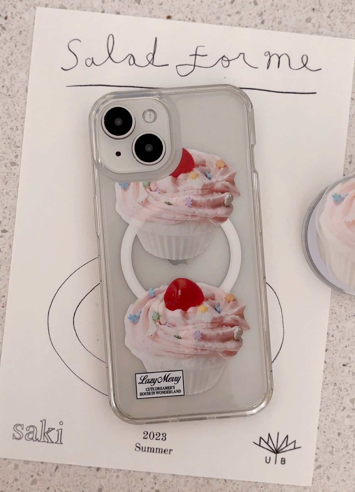 레이지메리(LAZYMERRY) Cherry Muffin 투명 젤하드 케이스 맥세이프변경가능