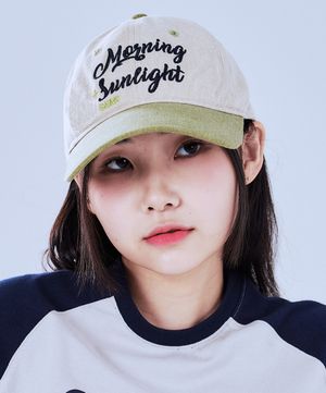 레터링 믹스 코튼 볼캡_베이지/그린