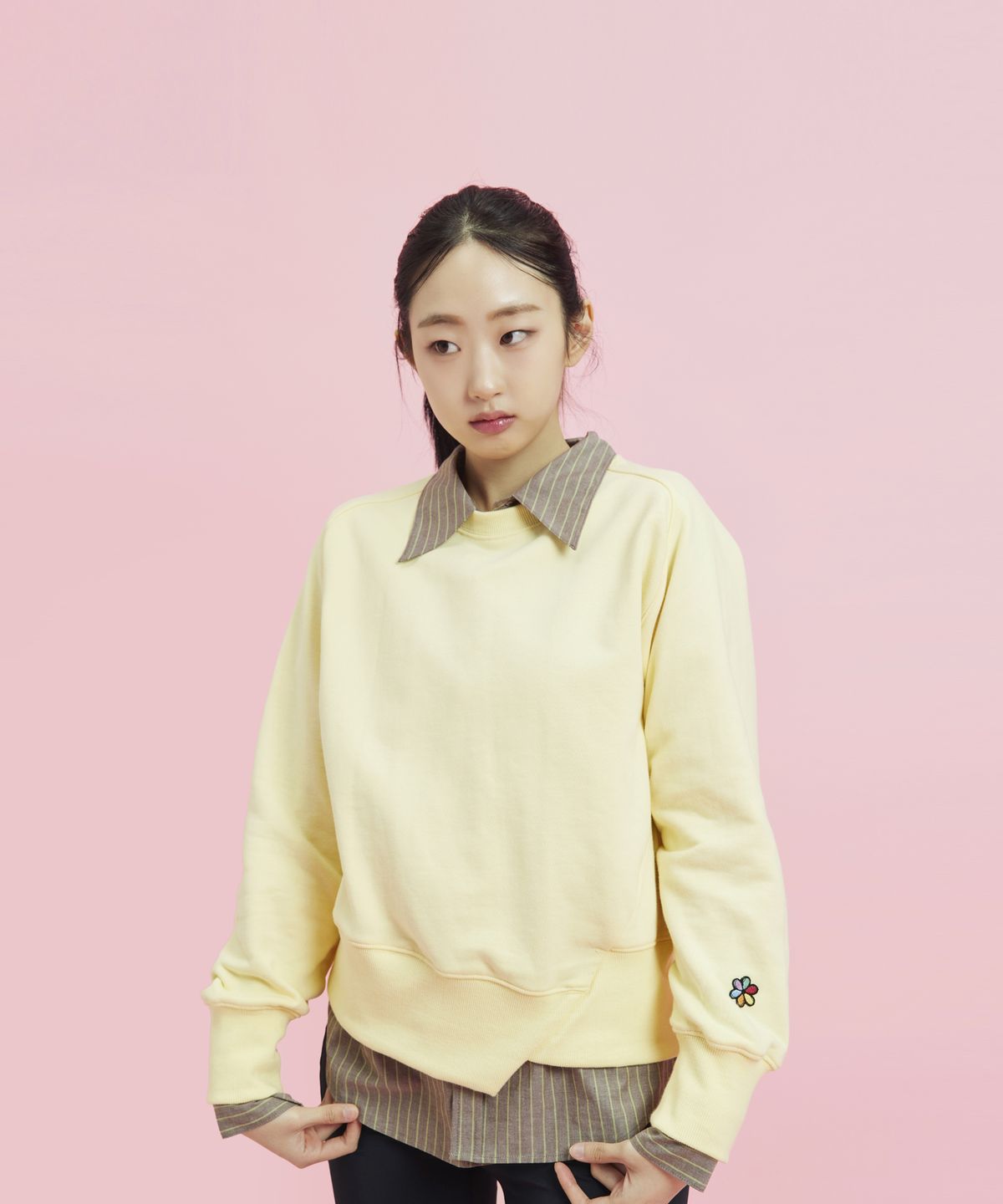 오우라(OWURA) 언밸런스 스웻셔츠_버터크림