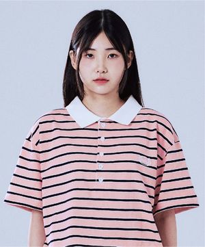 서클 스타로고 스트라이프 폴로 티셔츠_핑크