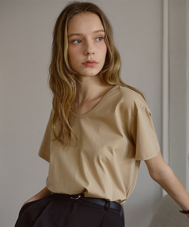 Silket Cotton T-shirt [Beige]