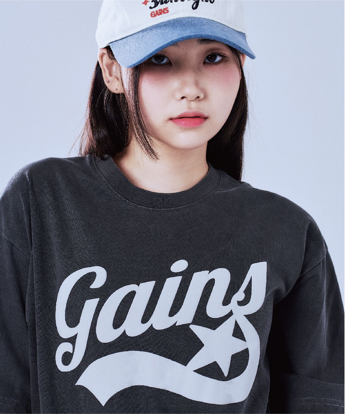 게인스보로(GAINSBORO) [쿨코튼] 피그먼트 오리지날 스타로고 티셔츠_다크그레이/그레이