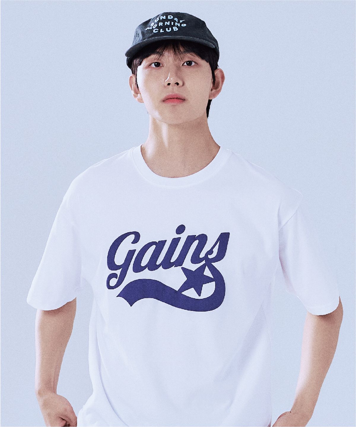 게인스보로(GAINSBORO) [쿨코튼] 오리지날 스타로고 티셔츠_화이트/네이비