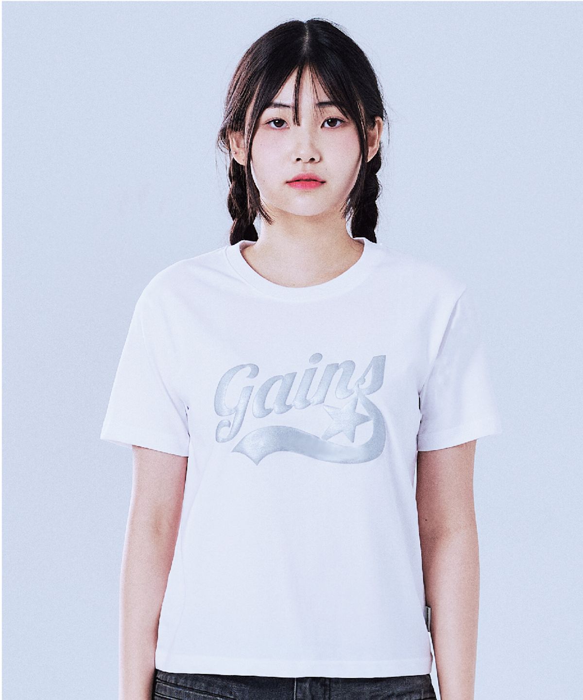 게인스보로(GAINSBORO) [쿨코튼] 오리지날 스타로고 티셔츠_화이트/실버
