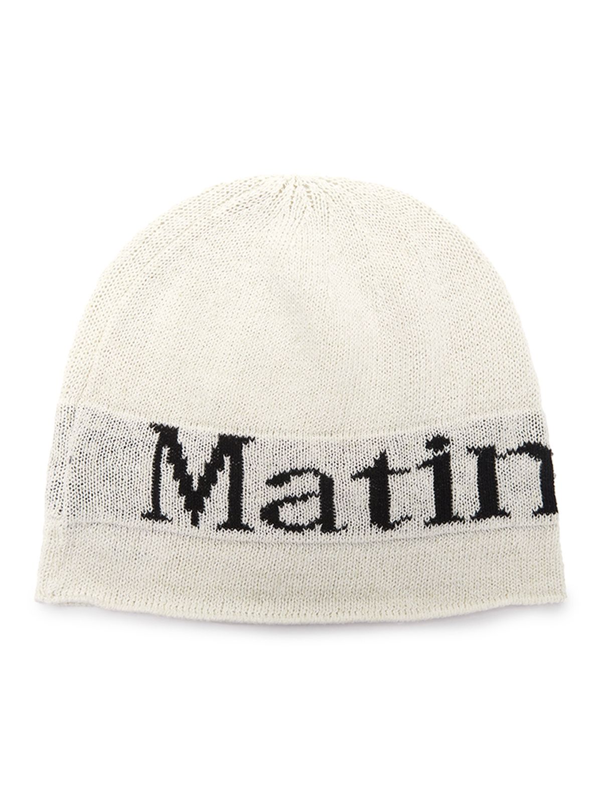 마뗑킴(MATIN KIM) LOGO LINEN SHORT BEANIE IN WHITE