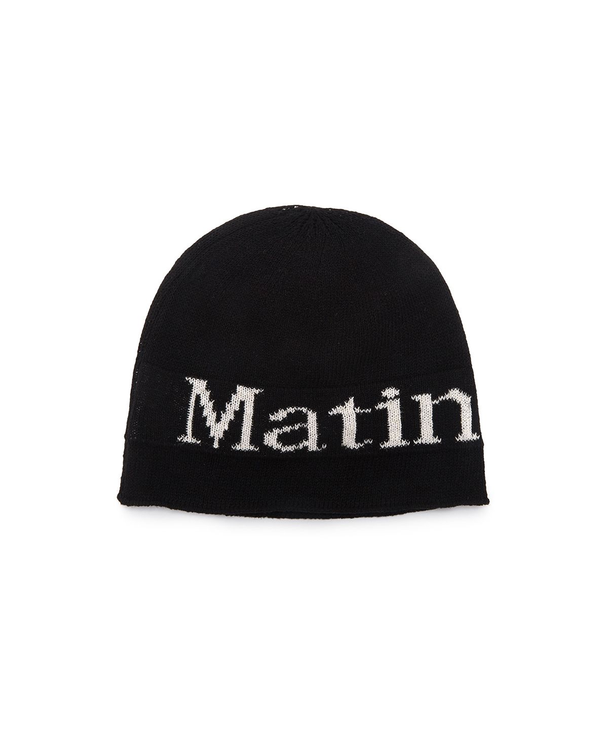 마뗑킴(MATIN KIM) LOGO LINEN SHORT BEANIE IN BLACK