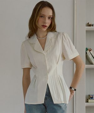 Classic Open Collar Blouse [Ivory]
