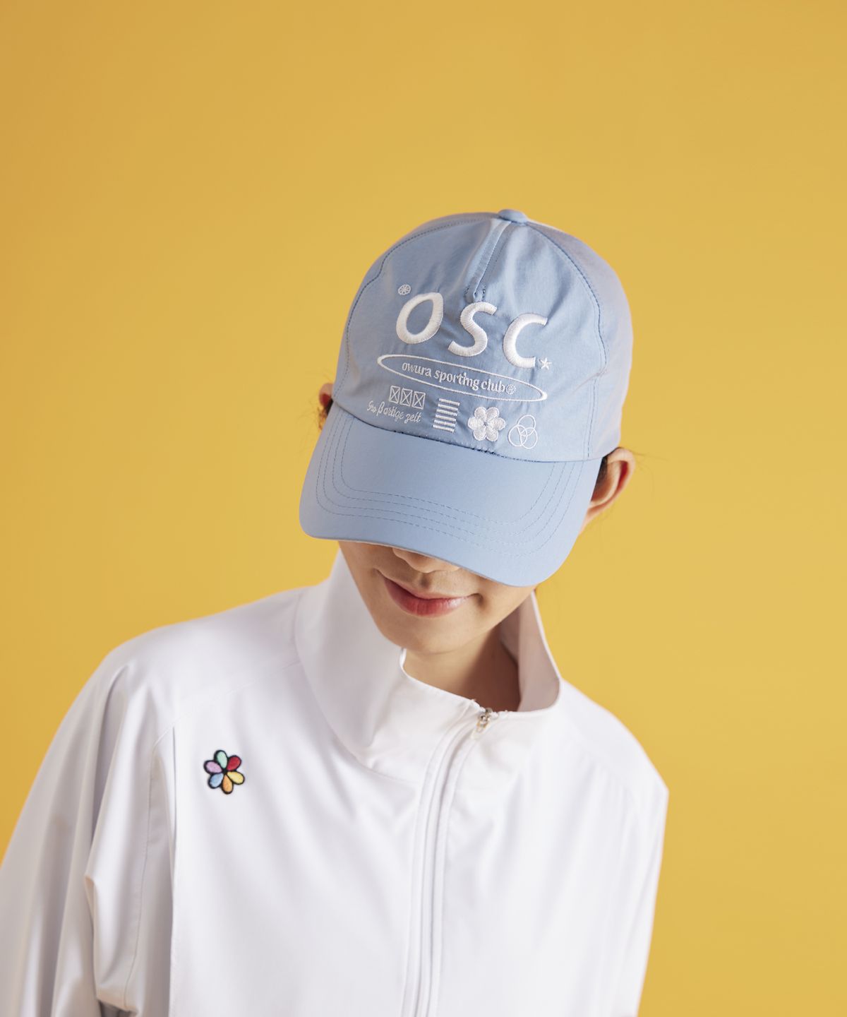 오우라(OWURA) 5패널 믹스 엠브로이더리 볼캡_스카이블루