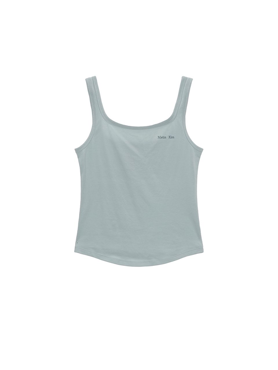 MATIN KIM ■ BIG LOGO SLEEVELESS TOP Matin Kim Square Neck Sleeveless Logo Top In Light Blue