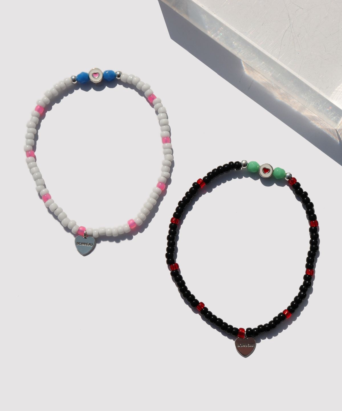 봉보(BONBEAU) Soul heart charm glass beads Bracelet 컬러 하트 참 포인트 글라스 비즈 팔찌