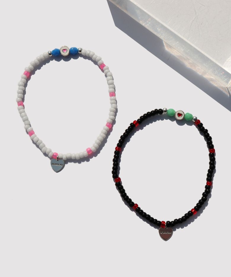 Soul heart charm glass beads Bracelet 컬러 하트 참 포인트 글라스 비즈 팔찌