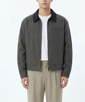 빈티지 워시드 코튼 워크 자켓 (블랙)