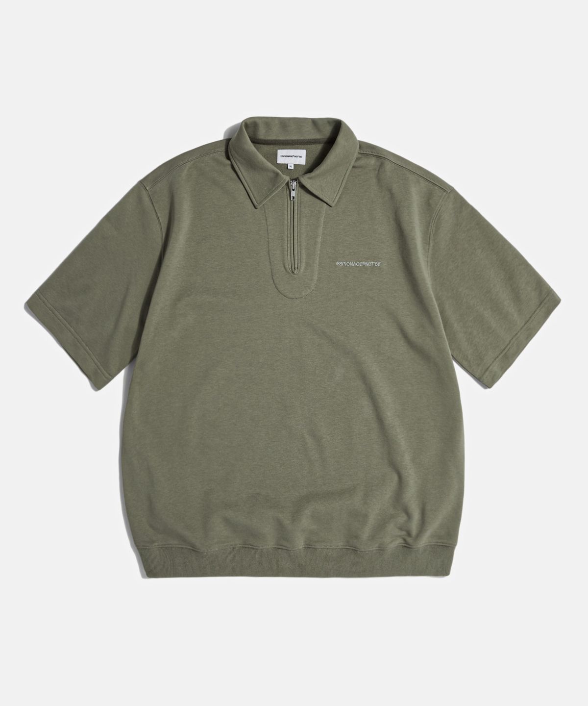 에스피오나지(ESPIONAGE) Quarter Zip Collar S/S Sweatshirt Olive
