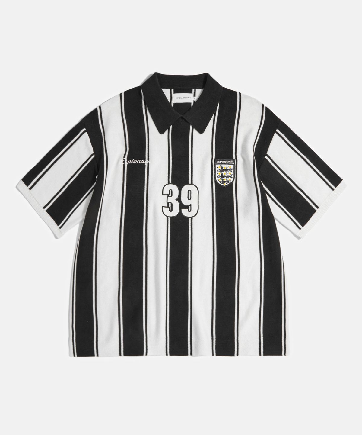 에스피오나지(ESPIONAGE) Knitted Football Shirt Black Stripe